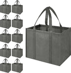 LadyRosian Reusable Grocery Bags Extra Large Foldable Shopping Bags 10 Pack Heavy Duty Kitchen Tote Bags with Handle Can Hold 45+lbs, Stands Upright, Foldable & Washable (Grey)