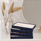 LANDICI Stackable Jewelry Organizer Trays 4 Set,PU Leather Jewelry Organizer Drawer,Jewelry Storage Display Tray for Earring 