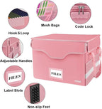 DocSafe Fireproof Document Box with Lock,File Storage Organizer with Zipper Pockets,Collapsible Portable File Box Home Office