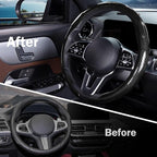 Car Steering Wheel Cover Carbon Fiber Snap On Steering Wheel Accessories Wrap 14.5-15 inch Universal Grip Anti-Skid Protector, Glossy Black