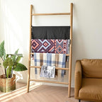 FUIN 6.4ft Extra Wide Wood Blanket Ladder Living Room Decorative Wall Leaning Farmhouse Quilt Display Holder Rustic Wooden To