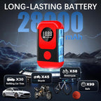Tire Inflator Portable Air Compressor & Car Jump Starter, Cordless Air Pump with LED Light & Pressure Gauge for