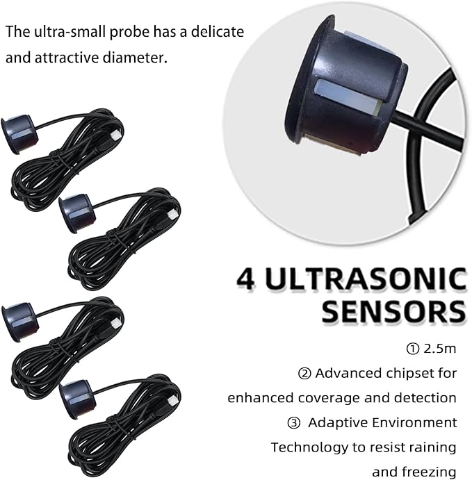 LCD Parking Sensor Kit - Displays Data on Original Screen, Easy Rear Installation, Compatible with CVBS Cameras (Not for AHD)