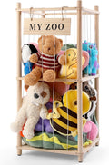 GLDZI Stuffed Animal Storage Zoo, Wooden Stuffed Animal Organizer with Elastic Cords for Boys Girls, Space Saving Toy Plushie