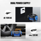 AVID POWER Tire Inflator Portable Air Compressor, 12V DC 110V AC Car Tire Pump, Air Mattress Pump with Inflation and Deflation Modes, Dual Powerful Motors, Digital Pressure Gauge