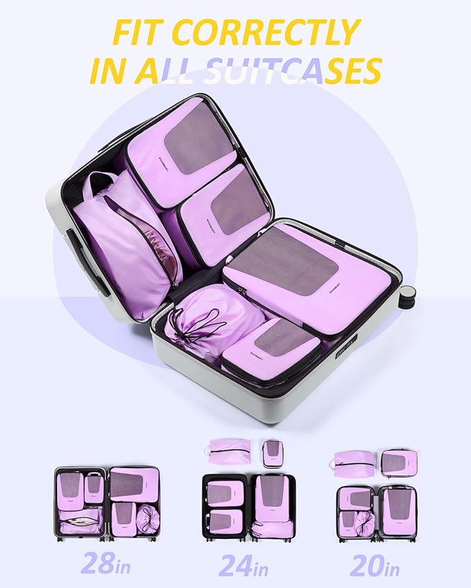BAGSMART Compression Packing Cubes for Travel, 6/5/4set Lightweight Packing Organizers, Summer Travel Essentials Suitcase Org
