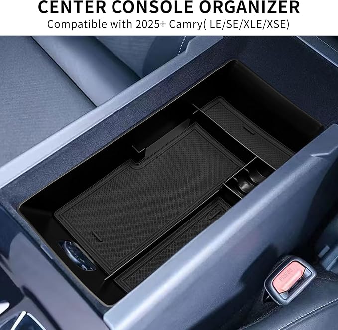 Xaido Center Console Armrest Tray Compatible with 2025 2026 Toyota Camry 9th Gen (XSE/XLE/SE/LE) Interior Accessories, Console Storage Box Organizer-Black