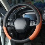 LABBYWAY Car Steering Wheel Cover, Leather, Universal 15 Inch Fit, Anti-Slip & Odor-Free,Brown