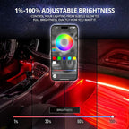 OPT7 Aura DreamColor RGB-IC Car Interior Ambient Light, 6PC Single Row LED Strips, Color Chasing Light Kit w/APP & Remote Control, Universal for Vehicles SUV Truck Pickup Van