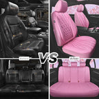 CAR PASS 5 Seats Piping Luxury Leather Seat Covers Full Set, Anti-Slip Waterproof Seat Covers Compatible with Front Armrests,