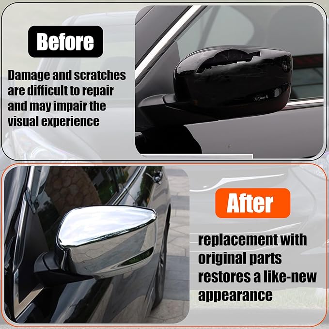 Yumzeco Compatible with Honda Accord Side Mirror Cover Trim 8th Gen 2008 2009 2010 2011 2012, Chrome Door Rearview Mirror Caps Replacement for Honda Accord W/O Light Hole - Left Driver Side
