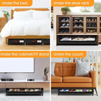 Under Bed Storage with Wheels 3Pack Storage Containers with Clear Window&Label Under Bed Drawers Rolling Under Bed Storage fo