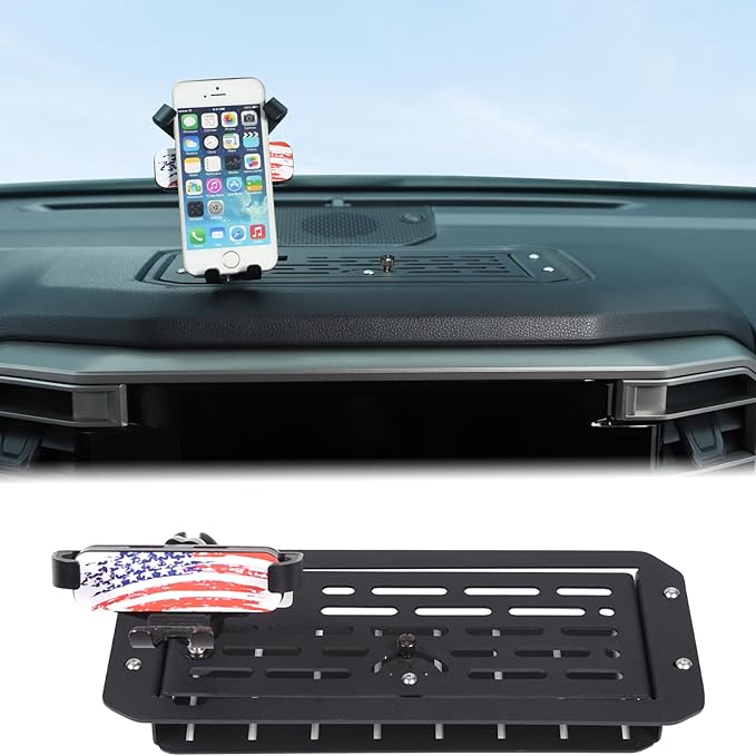 Aunginsy Center Console Dash Storage Organizer Tray with Mobile Phone Mount Compatible with Toyota Tundra/Sequoia 2022-2026, Car Dashboard Multi-Functional Phone Holder Storage Box Insert Accessories