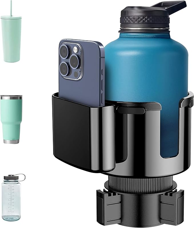 Econour Car Cup Holder Expander | Fits with Hydro Flasks, Yeti, Nalgene & Large Water Bottle (32 40 oz) | Phone Holder - Adju