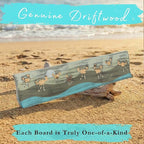 Crab Driftwood Wall Art & DIY Key Holder – Handmade Coastal Home Decor – 17.5" Genuine Weathered Wood Plank with 5 Removable 