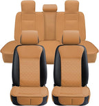 Elantrip Car Seat Cover Full Set Leather Car Seat Protector Universal fit for Most Cars SUVs and Trucks Water Proof Front and