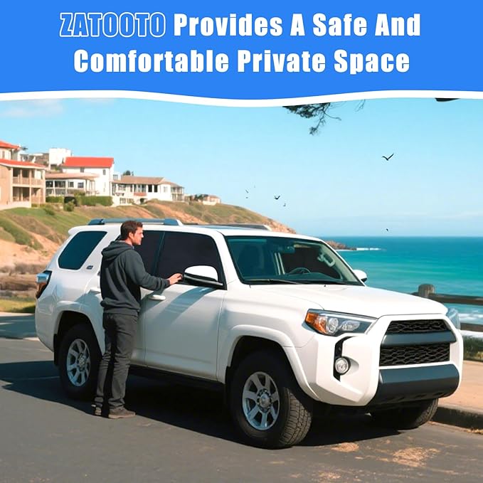 ZATOOTO Car Window Shades for Toyota 4Runner 2017-2024, Custom Fit Suede Car Window Covers for 100% UV & Privacy Protection, Heat Insulation, 4 Packs Side Window Sun Shade for Family Travel, Baby, Pet