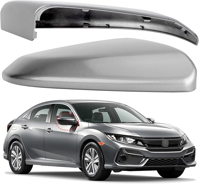 Passenger Side Mirror Cover Replacement for Honda Civic 2016-2021, Insight 2019-2021 - Right Side Mirror Covers, Rear View Mirrors Cap Accessories Grey
