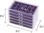 Frebeauty Acrylic Jewelry Organizer Earring Organizer Box with 5 Drawers Earring Holder Organizer with Velvet Trays Clear Jew