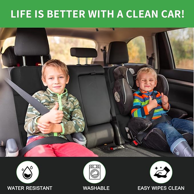 4 Pack Non-slip Car Seat Protector and Backseat Organizer Kick Mat with Tablet Holder, Large Waterproof Car Seat Protector with Storage Pockets for Leather and Fabric