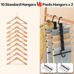 Pants Hangers Space Saving - 4 PCS Closet Organizer and Storage Jean Hangers, Stainless Steel Anti-Slip Clothes Hanger Scarf 