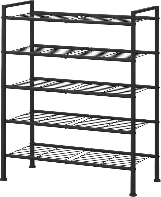 5-Tier Shoe Rack, Metal Storage Shelves for Closet Entryway, Tall Narrow Unit for Small Spaces, Multi-Purpose Organizer for B