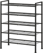 5-Tier Shoe Rack, Metal Storage Shelves for Closet Entryway, Tall Narrow Unit for Small Spaces, Multi-Purpose Organizer for B