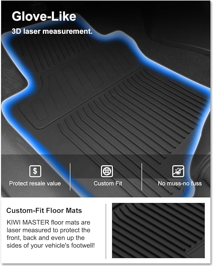 KIWI MASTER Floor Mats for 2014-2020 Nissan Rogue, OEM Replacement 999E1-G2000, All Weather Car Mats, Custom Fit TPE Floor Liners, Front & Rear 2 Row, Black