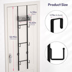SWTYMIKI Over Door Hat Organizer - Wall Mounted Hat Rack with 6 Hooks and Metal Basket Design, Hanging Baseball Cap Organizer