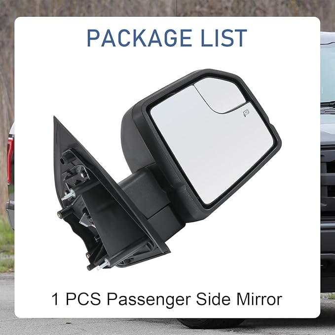 JDMSPEED Passenger Side View Mirror Power Heated LED Signal Textured Black Right Compatible with 2015-2020 Ford F150 With Bli