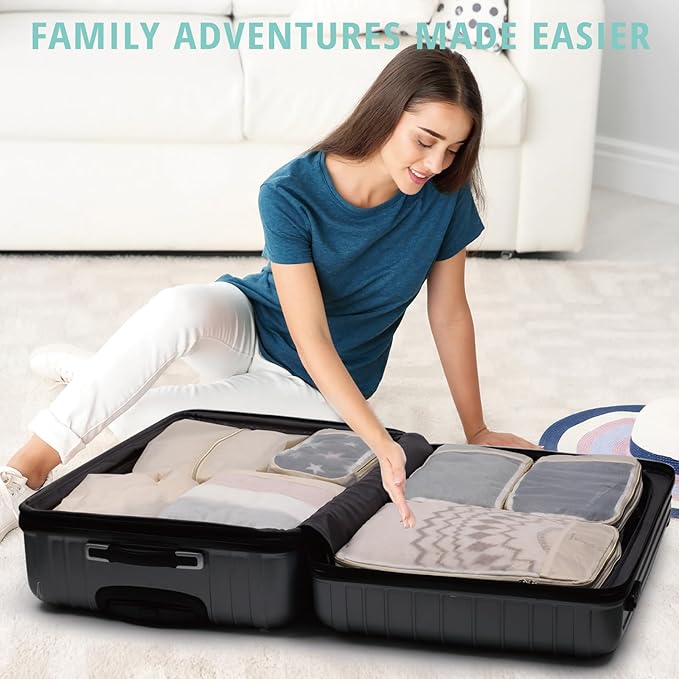 See Through Expandable Compression Packing Cubes, Mesh Travel Packing Cubes for Suitcases, Lightweight Organizers Bag Set for
