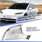 Jaronx Compatible With Tesla Model 3 Mirror Lower Cover 2017-2025,Chrome Left Drive Side Door Wing Rearview Mirror Base Bottom Cover Trim For Tesla Model 3 Accessories(Left)