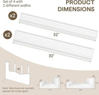 Fun Memories Picture Ledge Shelf - 32 Inches Floating Shelves Set of 4 - Floating Shelves with Lip for Storage - Wood Bookshe