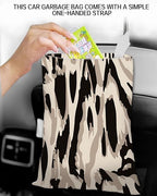 Car Trash Can, Durable Hanging Car Trash Garbage Bag, Cute Automotive Garbage Cans Organizer, Black White Zebra Print