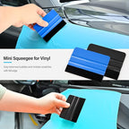 Gomake 20 Pack Vinyl Squeegee with 20PCS Felt Fabric for Tint Film Decal Squeegee Application Tool Vinyl Wrap Installation Wallpaper Smooth Tool (Black and Blue, 20)