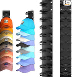 2-Pack Hat Organizer for Baseball Caps, 20-Cap Wall Mounted Hat Rack, No-Drill Adhesive or Screw-In Hat Hanger, Sturdy Vertic