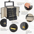 AKOZLIN Huge Jewelry Box Organizer Functional Extra Large Leather Jewelry Storage Case for Women Girls Ring Necklace Earring 