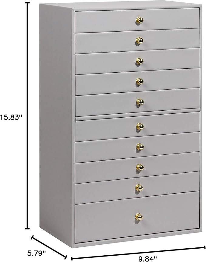 GUKA Large Jewelry Box, Jewelry Case with 10 Drawers for Big and Small Jewelry, Jewelry Storage Organizer for Watch Earrings 