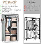 ROJASOP Portable Closet Wardrobe Closet for Hanging Clothes with 6 Storage Shelves, 1 Hanging Rod and 4 Pockets, Clothes Orga