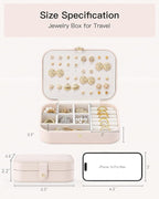 VLANDO Travel Jewelry Case, PU Leather Travel Jewelry Box with Earring Holder, Portable Display Small Jewelry Box for Mothers