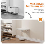 Foldable Floating Wall Shelves 16 inch, Bathroom Shelves Wall Mounted,12" Deep Wood Floating Kitchen shelves,Easy to Install 