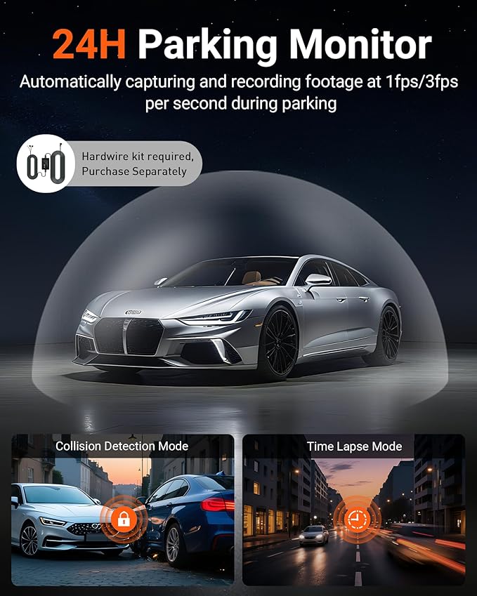 4K Dash Cam Front,Built-in 5G WiFi,64GB Card Included, Dash Camera for Cars, Mini 1.5" IPS Screen Dashcam with App Control,Su