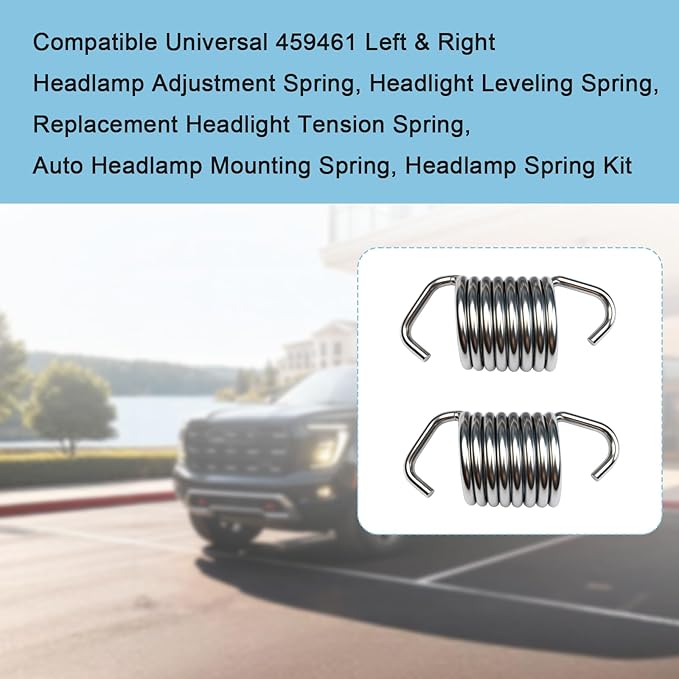 4-Pack Compatible Universal 459461 Left & Right Headlamp Adjustment Spring, Headlight Leveling Spring, Replacement Headlight Tension Spring, Auto Headlamp Mounting Spring, Headlamp Spring Kit
