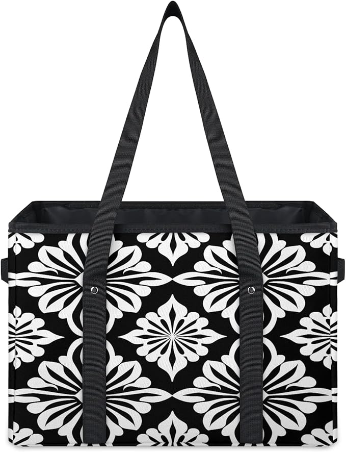 Reusable Grocery Bags Heavy Duty Shopping Bags Foldable Large Tote Bags with Long Handles & Hard Bottom