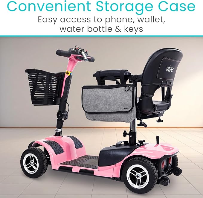 Vive Wheelchair Carry Bag - Arm Rest Pouch for Rollator, Walkers, Power Wheel Chairs and Knee Scooters - Side Storage Organiz