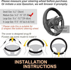 PINCTROT D Shaped Comfy Grip Steering Wheel Cover, Anti-Slip Design, Flat Bottom 14.5-15 Inch(Silicone Black)