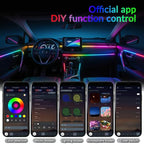 Interior Car Strip Lights Dreamcolor Acrylic Car Decorative Lights with APP Control Multicolor Internal Lighting Kit Music&DIY Function Ambient Fiber Optic Strip LEDs