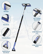 JOYTUTUS 47.7″ Extendable Snow Brush and Ice Scraper, 270° Pivoting Snow Scraper Brush for Car Windshield, Telescoping Ice Scraper, Foam Grip, Heavy Duty Snow Remover for Cars, Trucks, SUV (Blue)