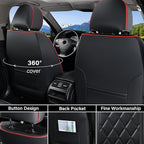 Coverado Car Seat Covers Full Set, Luxury Faux Leather Waterproof Seat Covers, Black Car Seat Covers, Universal Car Seat Prot