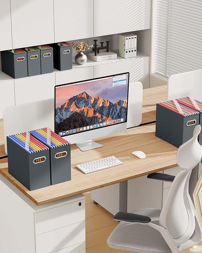 Oterri Cardboard File Organizer Box for Hanging File Folders Letter Size,File Box for Computer Desk,File Cabinet,Working Home